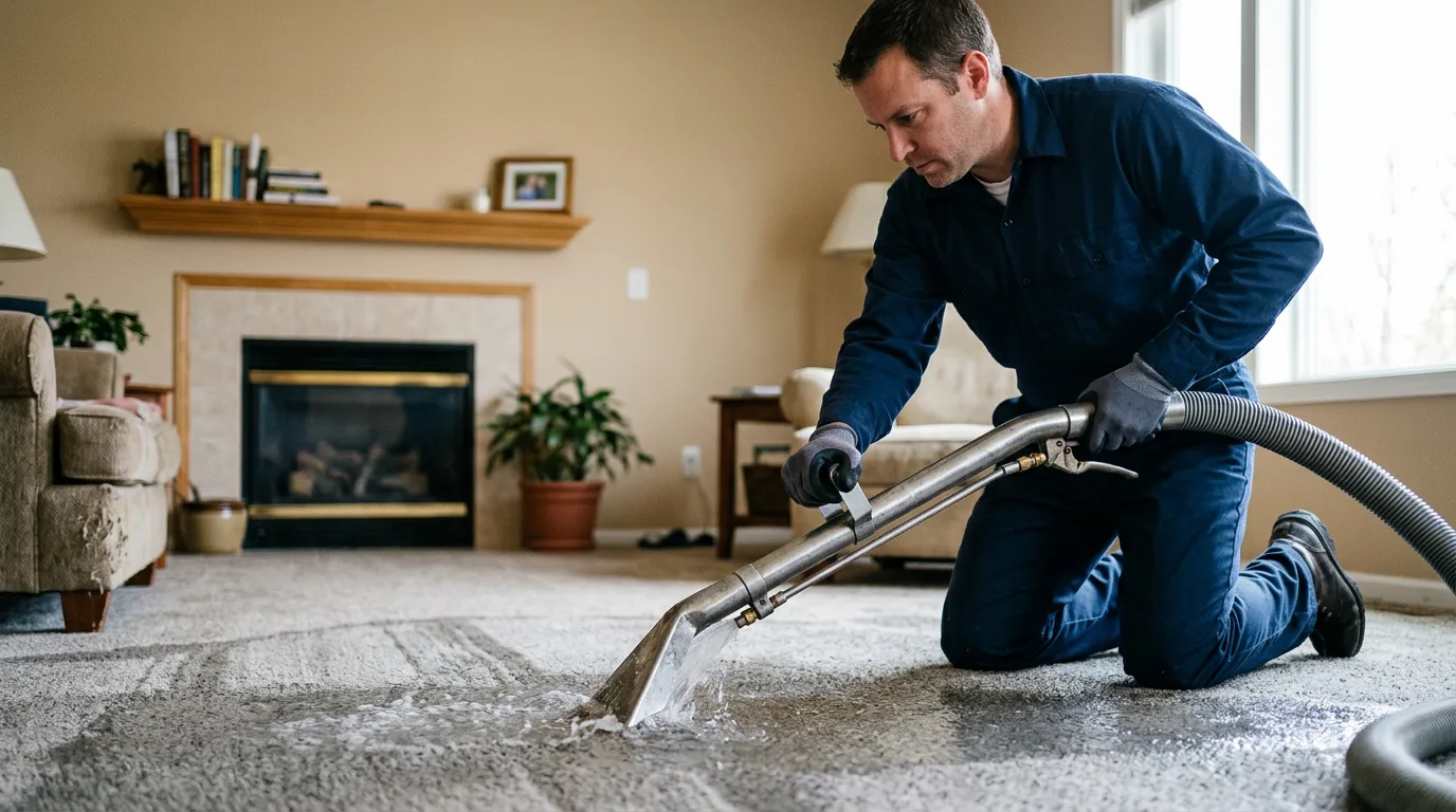 Water damage restoration technician working near Belpre, KS